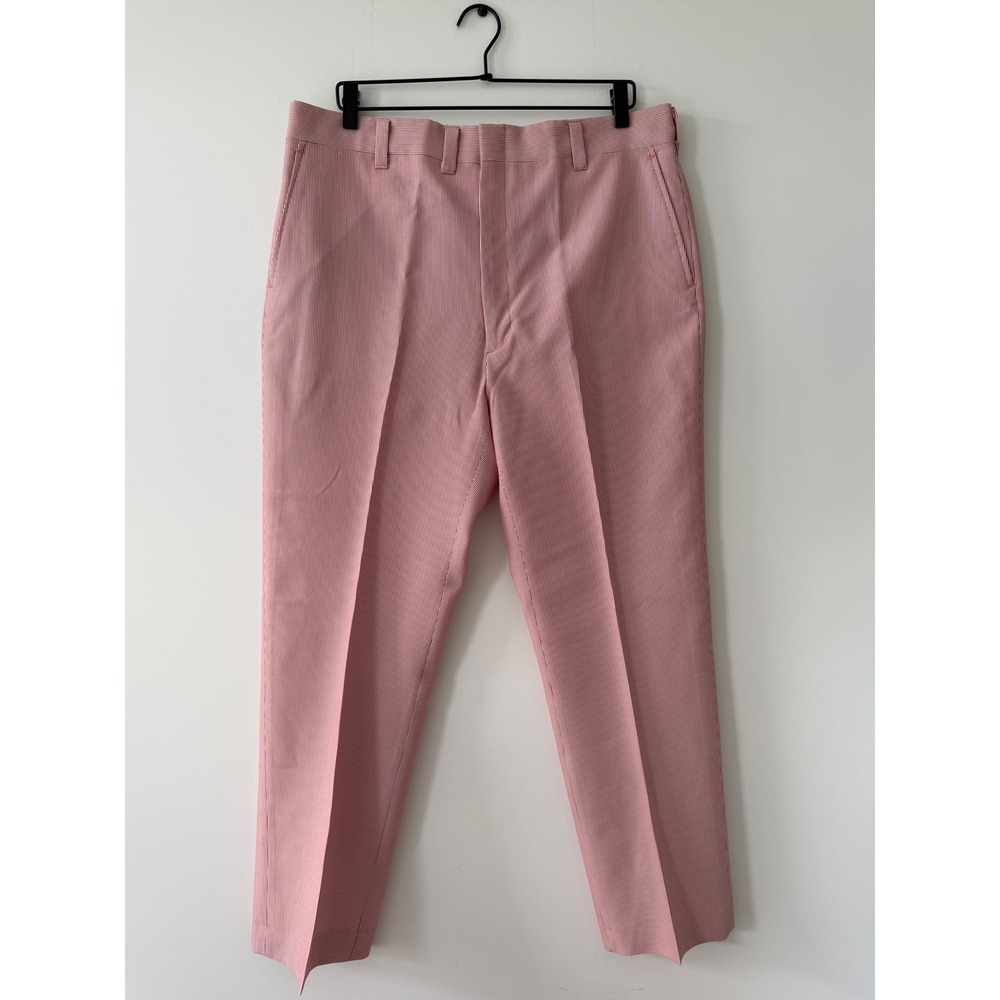 Vintage Haggar Slacks Men 36x29 Stripe Straight Trousers Pants 70s Rockability